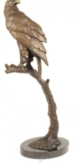 Casa Padrino Luxus Seeadler Bronzefigur Grau / Gold / Schwarz 42,6 x 21,4 x H. 81,8 cm - Dekofigur mit Marmorsockel