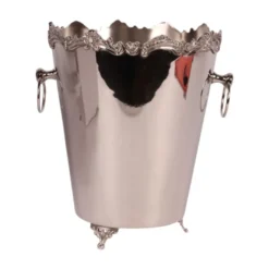 Casa Padrino Luxus Sektkühler Silber Ø 26 x H. 28 cm - Weinkühler mit Barock Zierrand