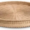 Casa Padrino Luxus Serviertablett Naturfarben / Braun Ø 83 x H. 9 cm - Rundes Rattan Tablett mit 2 Tragegriffen - Gastronomie & Restaurant Accessoires - Luxus Accessoires