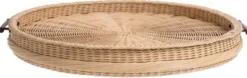 Casa Padrino Luxus Serviertablett Naturfarben / Braun Ø 83 x H. 9 cm - Rundes Rattan Tablett mit 2 Tragegriffen - Gastronomie & Restaurant Accessoires - Luxus Accessoires