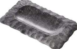 Casa Padrino Luxus Serviertablett Grau 31 x 18 x H. 2,5 cm - Rechteckiges Marmor Tablett - Luxus Hotel & Restaurant Accessoires