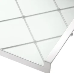 Casa Padrino Luxus Serviertablett Silber 48 x 34 x H. 4 cm - Edelstahl Tablett mit gehärteter Glasplatte - Gastronomie Accessoires - Luxus Qualität