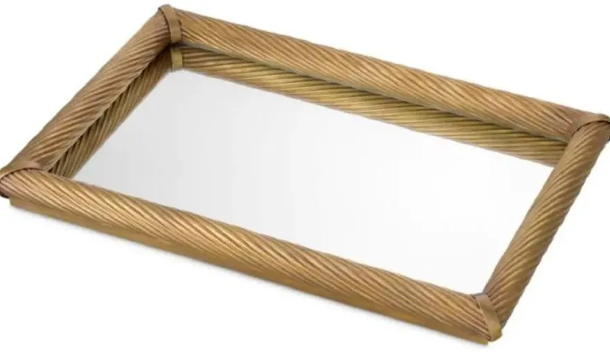 Casa Padrino Luxus Serviertablett Vintage Messing 60 cm