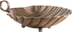 Casa Padrino Luxus Serviertablett Vintage Messing 22,5 x 19,5 x H. 5,5 cm - Messing Tablett in Muschelform - Hotel & Restaurant Accessoires - Luxus Qualität