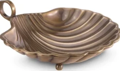 Casa Padrino Luxus Serviertablett Vintage Messing 22,5 x 19,5 x H. 5,5 cm - Messing Tablett in Muschelform - Hotel & Restaurant Accessoires - Luxus Qualität