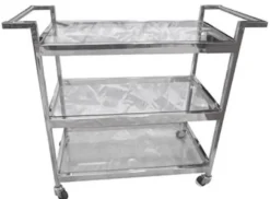 Casa Padrino Luxus Servierwagen Silber 93 x 40 x H. 79 cm - Hotel Restaurant Gastronomie Trolley