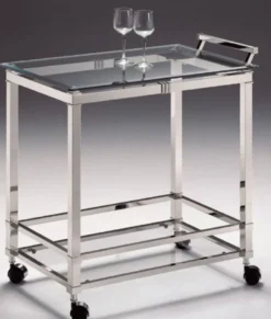 Casa Padrino Luxus Servierwagen Silber 74 x 49 x H. 78 cm - Hotel Restaurant Gastronomie Trolley - Luxus Accessoires