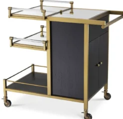 Casa Padrino Luxus Servierwagen Messingfarben / Schwarz 94,5 x 54 x H. 83,5 cm - Hotel Restaurant Gastronomie Trolley - Luxus Accessoires