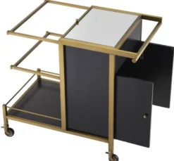 Casa Padrino Luxus Servierwagen Messingfarben / Schwarz 94,5 x 54 x H. 83,5 cm - Hotel Restaurant Gastronomie Trolley - Luxus Accessoires