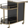 Casa Padrino Luxus Servierwagen Schwarz / Messing 88 x 50 x H. 78 cm - Hotel Restaurant Gastronomie Trolley - Luxus Hotel Restaurant Gastronomie Accessoires - Luxus Möbel