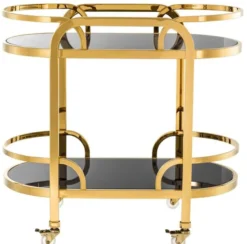 Casa Padrino Luxus Servierwagen Gold / Schwarz 85 x 46,5 x H. 80,5 cm - Hotel Restaurant Gastronomie Trolley