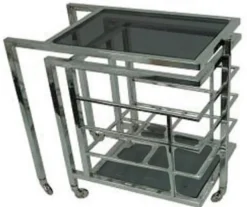Casa Padrino Luxus Servierwagen Silber / Schwarz 72 x 42 x H. 77 cm - Hotel Restaurant Gastronomie Trolley