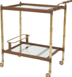 Casa Padrino Luxus Servierwagen Vintage Messingfarben / Braun 74 x 44,5 x H. 84 cm - Hotel Restaurant Gastronomie Trolley - Luxus Accessoires