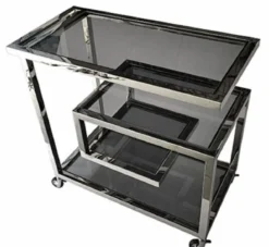 Casa Padrino Luxus Servierwagen Silber / Schwarz 83 x 42 x H. 78 cm - Hotel Restaurant Gastronomie Trolley