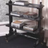 Casa Padrino Luxus Servierwagen Schwarz / Antik Messing 107,5 cm - Hotel Accessoires