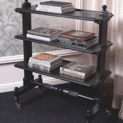 Casa Padrino Luxus Servierwagen Schwarz / Antik Messing 107,5 cm - Hotel Accessoires