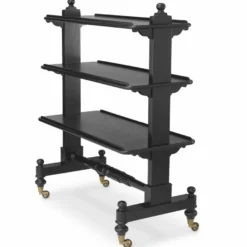 Casa Padrino Luxus Servierwagen Schwarz / Antik Messing 107,5 cm - Hotel Accessoires