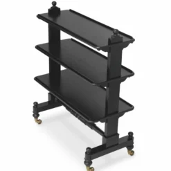 Casa Padrino Luxus Servierwagen Schwarz / Antik Messing 107,5 cm - Hotel Accessoires