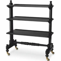 Casa Padrino Luxus Servierwagen Schwarz / Antik Messing 107,5 cm - Hotel Accessoires