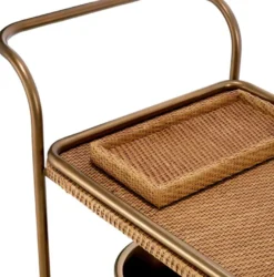Casa Padrino Luxus Servierwagen Naturfarben / Vintage Messing