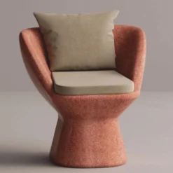 Casa Padrino Luxus Sessel Beige / Rot - Wetterfester Beton Sessel