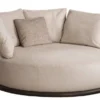 Casa Padrino Luxus Sessel Beige / Dunkelbraun Ø 120 x H. 90 cm - Runder Wohnzimmer Sessel - Hotel Sessel - Wohnzimmer Möbel - Hotel Möbel - Luxus Möbel - Luxus Einrichtung
