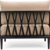 Casa Padrino Luxus Sessel Beige / Schwarz H. 77,5 cm - Luxus Wohnzimmer Möbel