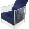 Casa Padrino Luxus Sessel Blau / Silber 69 x 78 x H. 88 cm - Edelstahl Sessel mit edlem Samtstoff - Designermöbel
