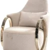 Casa Padrino Luxus Sessel Creme / Grau / Gold 72 x 90 x H. 105 cm - Wohnzimmer Sessel - Hotel Sessel - Wohnzimmer Möbel - Hotel Möbel - Luxus Möbel - Luxus Einrichtung