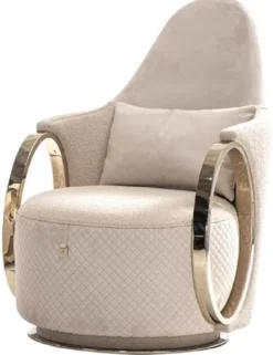 Casa Padrino Luxus Sessel Creme / Grau / Gold 72 x 90 x H. 105 cm - Wohnzimmer Sessel - Hotel Sessel - Wohnzimmer Möbel - Hotel Möbel - Luxus Möbel - Luxus Einrichtung