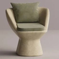 Casa Padrino Luxus Sessel Creme / Grün - Wetterfester Beton Sessel