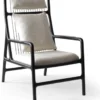 Casa Padrino Luxus Sessel Cremeweiß / Matt Schwarz 69 x 92 x H. 107 cm - Wohnzimmer Sessel - Hotel Sessel - Wohnzimmer Möbel - Hotel Möbel - Luxus Möbel - Luxus Einrichtung