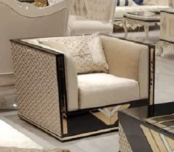 Casa Padrino Luxus Sessel Gold / Schwarz - Wohnzimmer Sessel - Hotel Sessel - Wohnzimmer Möbel - Hotel Möbel - Luxus Möbel - Wohnzimmer Einrichtung - Luxus Einrichtung