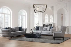 Casa Padrino Luxus Sessel Grau / Schwarz 92 x 90 x H. 91 cm - Wohnzimmer Sessel - Hotel Sessel - Wohnzimmer Möbel - Hotel Möbel - Luxus Möbel - Luxus Wohnzimmer Einrichtung