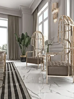 Casa Padrino Luxus Sessel Grau / Gold 78 x 78 x H. 156 cm - Wohnzimmer Sessel - Hotel Sessel - Wohnzimmer Möbel - Hotel Möbel - Luxus Möbel