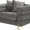 Casa Padrino Luxus Sessel Grau / Messingfarben 109 x 97 x H. 68 cm - Wohnzimmer Sessel mit edlem Samtstoff - Luxus Möbel