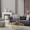 Casa Padrino Luxus Sessel Grau / Gold 87 x 83 x H. 75 cm - Wohnzimmer Sessel - Hotel Sessel - Wohnzimmer Möbel - Hotel Möbel - Luxus Möbel - Wohnzimmer Einrichtung - Luxus Einrichtung