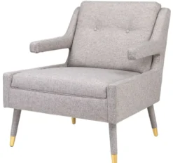 Casa Padrino Luxus Sessel Grau / Gold 76 x 88 x H. 89 cm - Wohnzimmer Sessel im Neoklassichen Stil - Designer Wohnzimmermöbel