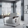 Casa Padrino Luxus Sessel Grau / Hellgrau / Dunkelbraun / Silber 88 x 97 x H. 90 cm - Wohnzimmer Sessel - Wohnzimmer Möbel - Luxus Möbel - Luxus Wohnzimmer Einrichtung
