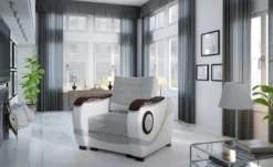 Casa Padrino Luxus Sessel Grau / Hellgrau / Dunkelbraun / Silber 88 x 97 x H. 90 cm - Wohnzimmer Sessel - Wohnzimmer Möbel - Luxus Möbel - Luxus Wohnzimmer Einrichtung
