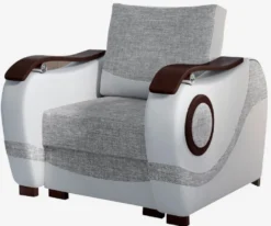 Casa Padrino Luxus Sessel Grau / Hellgrau / Dunkelbraun / Silber 88 x 97 x H. 90 cm - Wohnzimmer Sessel - Wohnzimmer Möbel - Luxus Möbel - Luxus Wohnzimmer Einrichtung