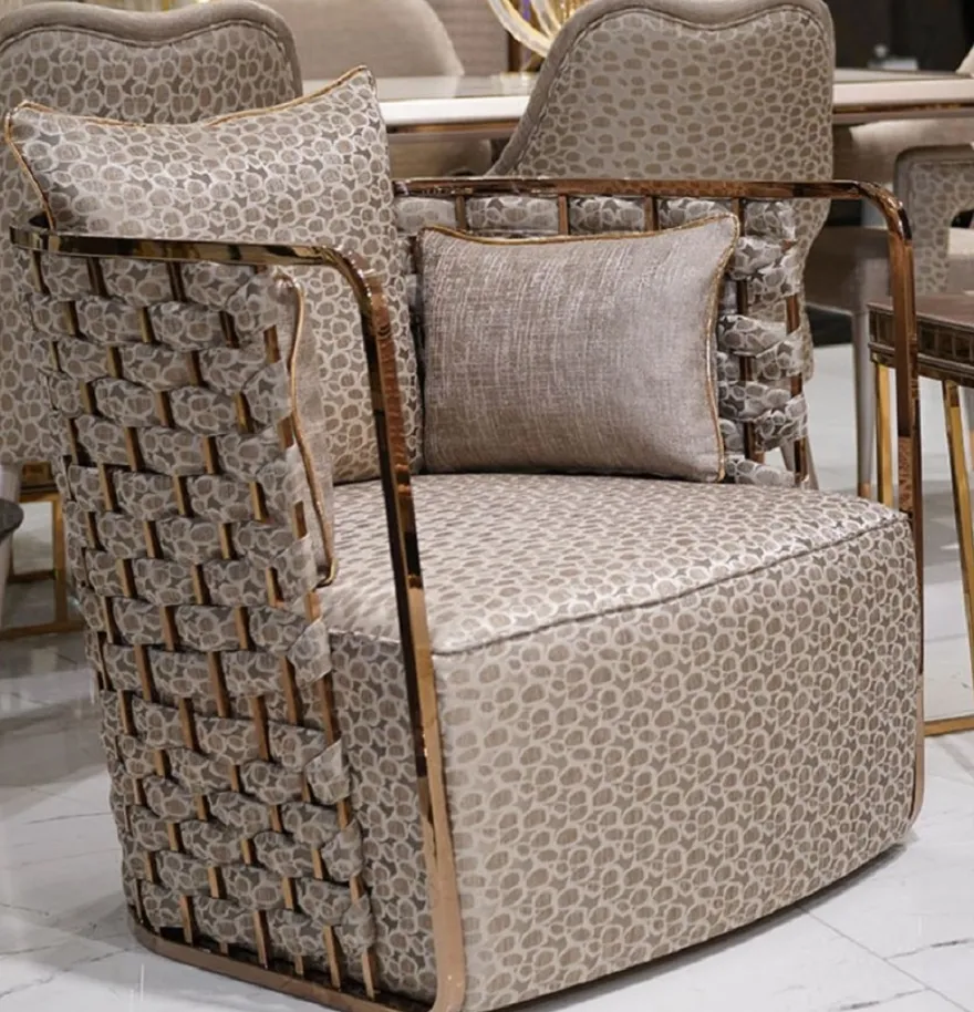 Casa Padrino Luxus Sessel Grau / Gold - Wohnzimmer Sessel - Hotel Sessel - Wohnzimmer Möbel - Hotel Möbel - Luxus Möbel