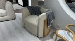 Casa Padrino Luxus Sessel Grau / Naturfarben 93 x 75 x H. 69 cm - Wohnzimmer Sessel - Hotel Sessel - Wohnzimmer Möbel - Hotel Möbel - Luxus Möbel - Wohnzimmer Einrichtung - Luxus Einrichtung