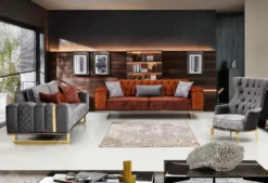 Casa Padrino Luxus Sessel Grau / Gold 75 x 90 x H. 95 cm - Moderner Wohnzimmer Sessel - Wohnzimmer Möbel