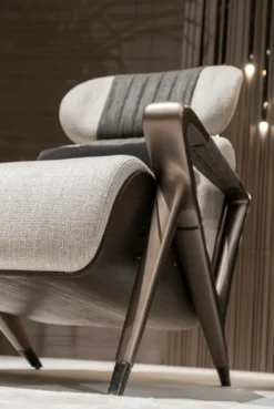Casa Padrino Luxus Sessel Grau / Schwarz / Dunkelbraun / Bronze 80 x 90 x H. 89 cm - Wohnzimmer Sessel - Hotel Sessel - Wohnzimmer Möbel - Hotel Möbel - Luxus Möbel