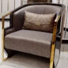 Casa Padrino Luxus Sessel Grau / Braun / Schwarz / Gold - Edler Wohnzimmer & Hotel Sessel - Wohnzimmer & Hotel Möbel - Luxus Qualität