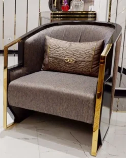 Casa Padrino Luxus Sessel Grau / Braun / Schwarz / Gold - Edler Wohnzimmer & Hotel Sessel - Wohnzimmer & Hotel Möbel - Luxus Qualität