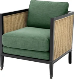 Casa Padrino Luxus Sessel Grün / Schwarz / Naturfarben 71 x 68,5 x H. 84 cm - Hotel Möbel