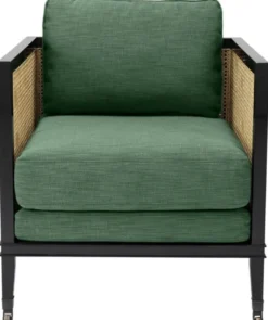 Casa Padrino Luxus Sessel Grün / Schwarz / Naturfarben 71 x 68,5 x H. 84 cm - Hotel Möbel