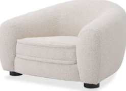 Casa Padrino Luxus Sessel Hell Cremefarben / Schwarz 110 x 95 x H. 70 cm - Wohnzimmer Sessel mit gebogener Rückenlehne - Luxus Möbel